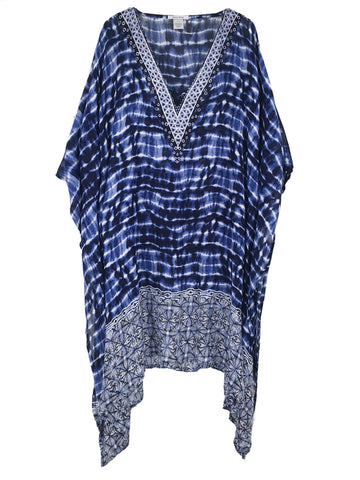 Moss Rose Blue Tie Dye Kaftan